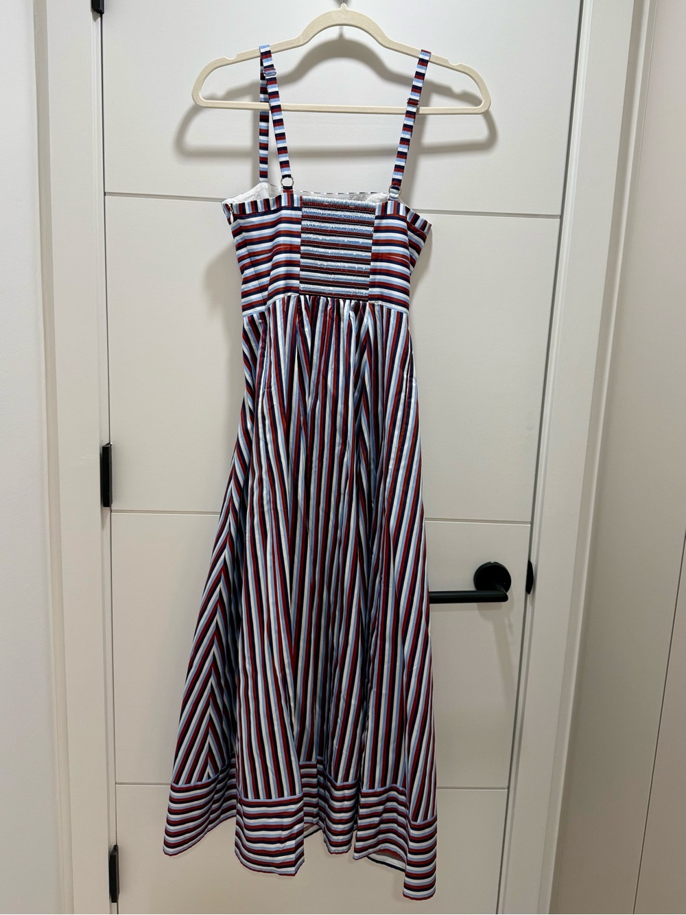 Hill House Margot Dress in Firecracker Stripe Midi Sundress in Navy and White - Picture 8 of 8